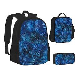 NEZIH Sea Turtle-Blue Print Lightweight Water Bags Insulated Lunch Pencil Case Bookbag Sets Backpack Travel Daypack von NEZIH
