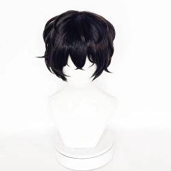 NEZIH Wig for Bungo Stray Dogs Dazai Osamu Anime, Schwarze Lockenperücke Haar Cosplay Perücke + Kostenlose Perückenkappe, Geeignet Für Halloween-Partys, Anime-Karneval von NEZIH