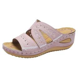 NEZIH Women Arch Support Stretchy Wide Toe Box Open Toe Sandals - Wedge Platform Heels Shoes,Summer Non Slip Flip Flops (Pink,36) von NEZIH