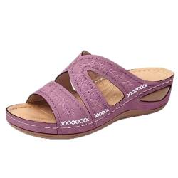 NEZIH Women Arch Support Stretchy Wide Toe Box Open Toe Sandals - Wedge Platform Heels Shoes,Summer Non Slip Flip Flops (Purple,36) von NEZIH