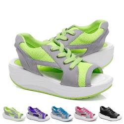 NEZIH Women Open Toe Tennis Shoes,Contrast Paneled Cutout Muffin Sandals,Casual Summer Toe Platform Sneaker Sandals (Green,42) von NEZIH