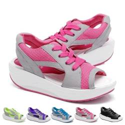 NEZIH Women Open Toe Tennis Shoes,Contrast Paneled Cutout Muffin Sandals,Casual Summer Toe Platform Sneaker Sandals (Pink,35) von NEZIH