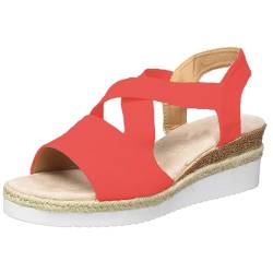 NEZIH Women's Comfy Wedge Heel Sandals, Summer Flat Wedge Heel Fish Mouth Casual Sandals, Beach Outdoor shoes (Red,42) von NEZIH