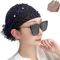 Women's Floral Lace Headwrap, Pearl Encrusted Floral Lace Headband, 5 color Lace Headband (one size,Black) von NFGTJYUI