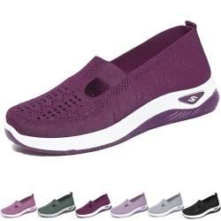 Women's Woven Breathable Soft Sole Shoes, Non-Slip Walking Slip on Foam Shoes, Lightweight Comfort Platform Mesh Slip in Sneakers Arch Support (Dark Purple,37) von NFGTJYUI