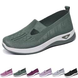 Women's Woven Breathable Soft Sole Shoes, Non-Slip Walking Slip on Foam Shoes, Lightweight Comfort Platform Mesh Slip in Sneakers Arch Support (Green,37) von NFGTJYUI