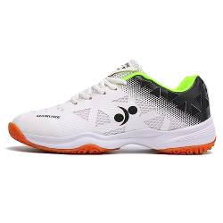 NGARY Badmintonschuhe Herren Squashschuhe Hallenschuhe für Verschiedene Bodenbeläge Anti-Rutsch Tennis Turnschuhe,Weiß,45 EU von NGARY