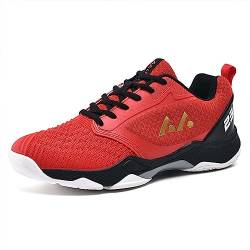 NGARY Pickleball Schuhe für Männer rutschfeste, leichte Tennisschuhe Atmungsaktive Mesh-Hallenschuhe, abnutzungsresistent,Rot,46 EU von NGARY