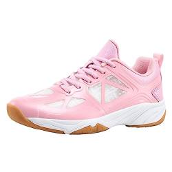 NGARY Tennisschuhe für Frauen Leichte Badminton-Schuhe rutschfeste Fitness-Sportschuhe für Racketball Squash Volleyball Training,Rosa,40 EU von NGARY