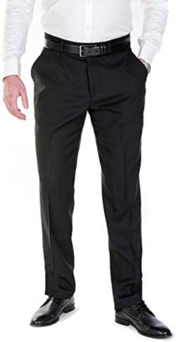 NGB Herren Anzughose Hose mit Bügelfalte - Regular Fit untersetzte Größe - Schwarz 33 von NGB