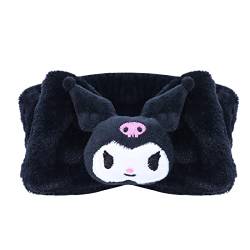 NGCJZF Kawaii Kuromi Make-up-Stirnband, Spa-Haarband, Korallen-Fleece für Gesichtswäsche, Make-up, Pyjama, Party für Frauen, Mädchen, Familien (schwarz) von NGCJZF