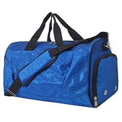 NGIL Sporttasche mit Glitzer, mit Schuhfach und kleinen Handgepäcktaschen für Damen, Sporttasche, Übernachtungstasche für Damen, Cheer Bag, Glitter-Royal von NGIL