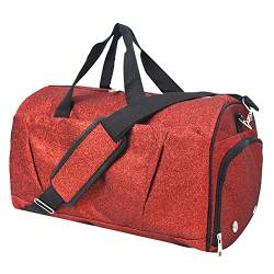 NGIL Sporttasche mit Glitzer, mit Schuhfach und kleinen Handgepäcktaschen für Damen, Sporttasche, Übernachtungstasche für Damen, Cheer Bag, Glitzerrot von NGIL