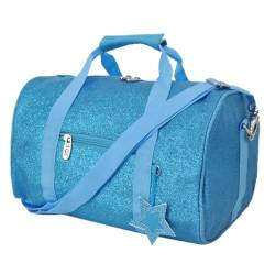 NGIL Super Star Duffle Bag Tanztasche & Reisetasche für Sport, Gymnastik und Ballett mit verstellbarem Gurt, Reißverschlüssen, Taschen, Tanztasche, Glitzer, Türkis, Casual von NGIL