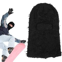 NGUMMS Yeat Sturmhaube, Gestrickte Balaclava-Ski-Gesichtsbedeckung im Used-Look, Balaclava Distressed Ski-Strickmütze für Damen und Herren, passend von NGUMMS