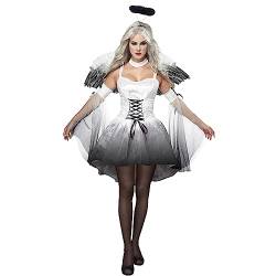 Gothic Kleidung Halloween Cosplay Hochzeitskleid Gruselig Lustiges Brautkostüm für Damen, Halloween Cosplay schwarzes Kostüm, Kleid, gruseliges Halloween-Kostüm Herren Gothic Kleidung (White, S) von NHNKB