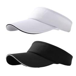 NHTJTHE 2pcs Visor Cap, Atmungsaktiv und Schweißabsorbierend Sommerkappe Kappe mit Sonnenvisier, Unisex Verstellbar, Outdoor Visor Cap, für Golf, Radfahren, Angeln, Tennis, Laufen（1 schwarz + 1 weiß） von NHTJTHE