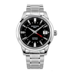 NIADI Modische Edelstahl NH34 Automatik-Herren-GMT-Uhr, gewölbtes Saphirglas, 10 atm, wasserdicht, klassische Armbanduhr, V 5 von NIADI