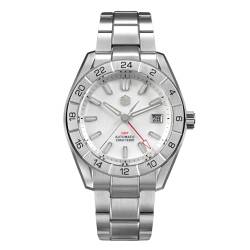 San Martin MOP Zifferblatt Luxus Herren Business Dress Uhren NH34 GMT Automatische Mechanische Saphir Leuchtende Armbanduhr, V 1, Classic von NIADI
