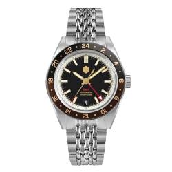 San Martin NH34 Herren-GMT-Armbanduhr, bidirektionale Aluminium-Lünette, luxuriös, automatisch, mechanisch, legere Uhr, 39,5 mm, V 2 von NIADI
