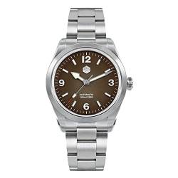 San Martin SN0107-G3 Herren-Armbanduhr, 38 mm, wasserdicht, automatisch, mechanisch, Blau, Braun von NIADI