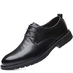 NIAVIS Herrenschuhe, Schnürschuhe, Klassischer Business-Derby, Oxford, Hochzeitsschuhe, Schnürschuhe, Lederschuhe,Schwarze Schnürsenkel,41 von NIAVIS