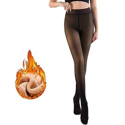 NIAVIS Strumpfhose Damen Winter Große Größe Thermostrumpfhose Gepolsterte Strumpfhose Warme Fleece Strumpfhose Plus Größe Gefälschte Durchsichtige,Schwarze Leggings,200g von NIAVIS