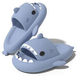 NIBESSER Damen Hai Hausschuhe Shark Slides Herren Shark Slippers Lustige Rutschfest Cloud Unisex Slides Badelatchen Badeschuhe Open Toe Shark Badeschlappen Strand Sommer(Blau,40/41EU,3.5CM) von NIBESSER