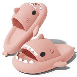 NIBESSER Damen Hai Hausschuhe Shark Slides Herren Shark Slippers Lustige Rutschfest Cloud Unisex Slides Badelatchen Badeschuhe Open Toe Shark Badeschlappen Strand Sommer(Rosa,38/39EU,3.5CM) von NIBESSER