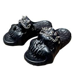 NIBESSER Lustige Totenkopf Hausschuhe Damen Herren Skull Slides Badelatschen Sommer Rutschfeste Cloud Slippers Indoor Outdoor von NIBESSER