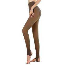 NIBESSER Thermostrumpfhosen Für Damen Winter Durchscheinende Plüschstrümpfe Gefälschte Warm Fleece Pantyhose Fake Transparente Blickdichte Strumpfhosen（B-Kaffee halbtransparent Braun L/XL 220g von NIBESSER