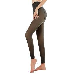 NIBESSER Thermostrumpfhosen Für Damen Winter Durchscheinende Plüschstrümpfe Gefälschte Warm Fleece Pantyhose Fake Transparente Blickdichte Strumpfhosen（C-Schwarz halbtransparent Schwarz L/XL 300g von NIBESSER