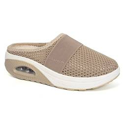 Orthopädische Schuhe Damen Luftkissen-Wanderschuhe Schuhe Hinten Offen Orthopädische Diabetiker-Wanderschuhe Mesh Atmungsaktiv Sandals Air Cushion Slip On Outdoor-Walking-Shoes (Khaki,38 EU) von NIBESSER