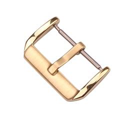 NIBOTT 16mm bis 22mm Uhr Schnalle mittleren gebürsteten Edelstahl-Armbandbändern Gürtelverschluss Silbergold schwarzes Lederbanduhr Zubehör (Color : Gold, Size : 20mm) von NIBOTT