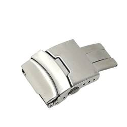 NIBOTT 18mm 20mm 22mm 24mm Silber Edelstahl Watchband Verschluss Massive Metall Faltsicherheit Bereitstellung Schnalle Zubehör (Color : Silver, Size : 22mm) von NIBOTT