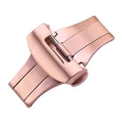 NIBOTT 20mm 22mm Uhren-Band-Schnalle Herren Silber Gold Schwarz Gebürstete Solide Edelstahl-Uhren-Armband-Bereitstellung Verschluss-Verschlussband-Zubehör (Color : Rose Gold, Size : 20mm) von NIBOTT