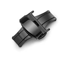 NIBOTT 316L Edelstahl Schmetterlingsschnalle Doppel-Druckknopf Faltuhr Schnalle for Watchstrap 12mm 16mm 18mm 20mm 22mm (Color : Black, Size : 12mm) von NIBOTT