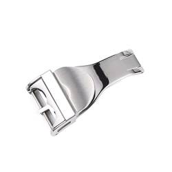 NIBOTT Edelstahlverschluss Faltschnalle Watch Strap Armbandband Gürtelschnalle Fit for Tudor Black Bay 18mm Silber (Color : 2, Size : 18mm) von NIBOTT