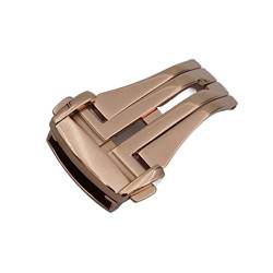 NIBOTT Polierte Edelstahl-Bereitstellungsuhr-Taste-Knopf-Schnalle-Silber-Uhr-Bandband-Klappschliff-Verschlusskoffer for (Color : Rose Gold, Size : 18mm) von NIBOTT