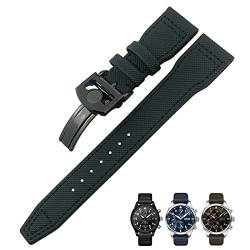 NIBYQ 20 mm, 21 mm, 22 mm, Nylonfaser-Lederarmband, passend für IWC IW377729 IW389001 Big Pilot Watch Grün Blau Schwarz Uhrenarmband, 22 mm, Achat von NIBYQ