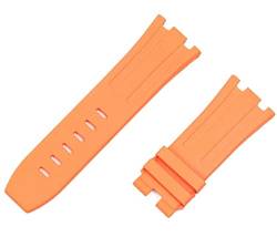 NIBYQ 28 mm Uhrenarmband aus natürlichem Fluorkautschuk-Silikon, Uhrenarmband für AP-Armband für Audemars und Piguet Gürtel 15703 15710 15706 (Farbe: orangefarbenes Armband, Größe: 28 mm ohne von NIBYQ