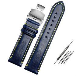 NIBYQ Ersatzarmband für Citizen AT8020 JY8078, echtes Leder, 23 mm, blaues Uhrenarmband mit Faltschließe, 23 mm, Achat von NIBYQ