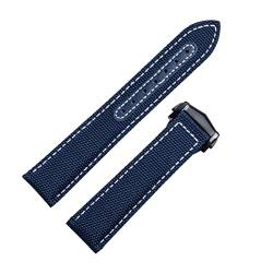 NIBYQ Uhrenarmband aus Nylon-Leinen, 20 mm, 22 mm, für Omega Strap Seamaster 300 AT150, Stoffleder, Aqua Terra150, Faltschließe, 22 mm, Achat von NIBYQ