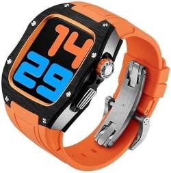 NIBYQ Uhrengehäuse aus Titan und Karbonfaser, 45 mm, 44 mm, für Apple Watch Serie 8/7/6/5/4/SE, Sportarmband im Rm-Stil, Edelstahlverschluss, Mod Kit-Zubehör, 44mm, Achat von NIBYQ