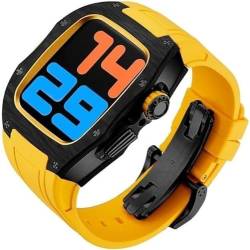NIBYQ Uhrengehäuse aus Titan und Karbonfaser, 45 mm, 44 mm, für Apple Watch Serie 8/7/6/5/4/SE, Sportarmband im Rm-Stil, Edelstahlverschluss, Mod Kit-Zubehör, 44mm, Achat von NIBYQ