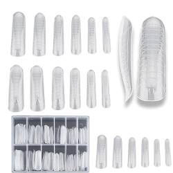 NICENEEDED 120 Stück Dual-Nagelformen Mit Vollständiger Abdeckung, Multisize-Set Mit Transparenten Künstlichen UV-Gel-Nagelspitzen, Falsche Nagelformen Aus Acryl Für Maniküre Und Pediküre Mit Scale von NICENEEDED