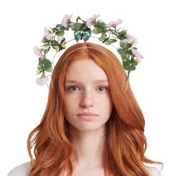 NICENEEDED Layered Goddess Tiara Halo Crown Stirnband, Wald-Schmetterlings-Blumenkopf-Reif Für Halloween-Kostüm, Braut-Hochzeits-Kopfschmuck Für Damen Und Mädchen, Dekoration von NICENEEDED