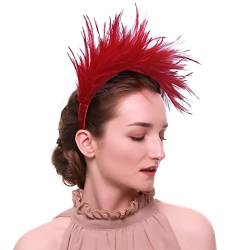 20er Jahre Feder Haarreif Stirnband Party Zubehör Bunt Hut Kostüm Haarband Hochzeit Kopfbedeckung Vinatge Party Kostüm Gatsby Accessoires für Karneval Fasching von NICEYEA