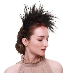 20er Jahre Feder Haarreif Stirnband Party Zubehör Bunt Hut Kostüm Haarband Hochzeit Kopfbedeckung Vinatge Party Kostüm Gatsby Accessoires für Karneval Fasching von NICEYEA
