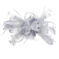 Damen Fascinator Hut Blumen Netz Braut Kopfschmuck Haar Clip Hut Feder Braut Haarschmuck Stirnband Haarclip Hairpin Haarband für Party Kirche Hochzeit von NICEYEA